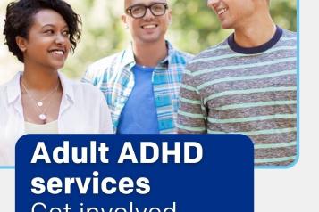 3 people and a label about adult ADHD consultation